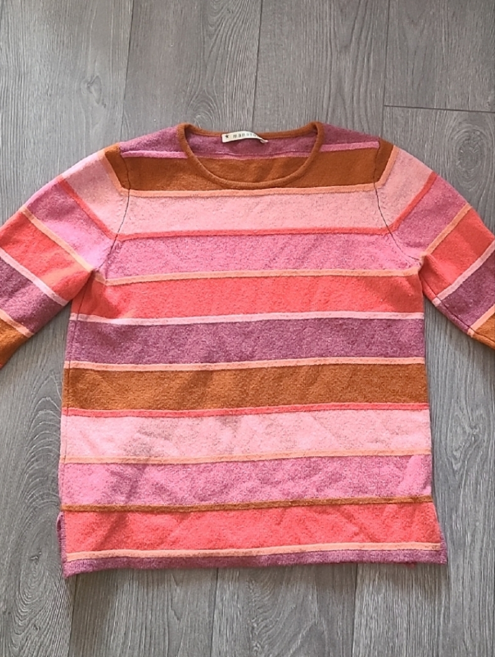 Striped Scoop Neck Sweater in Pink & Coral by